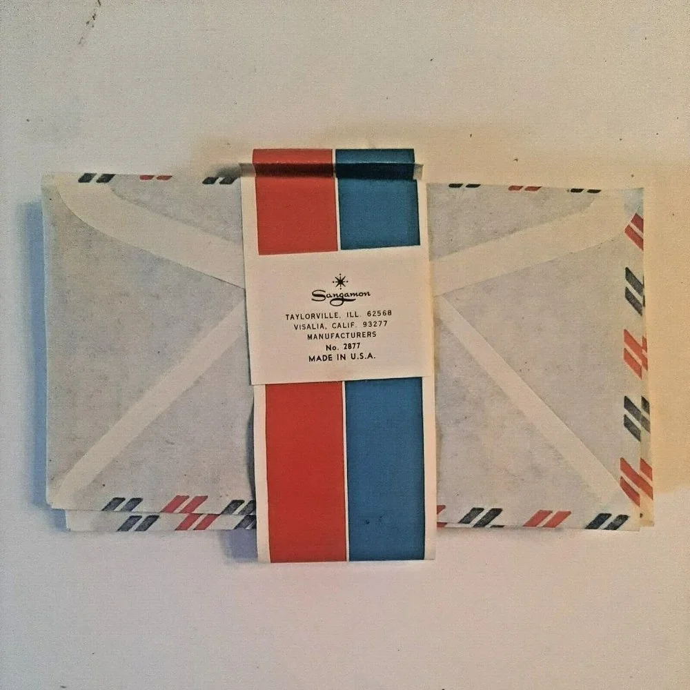 22 Vintage Air Mail Envelopes Starbright White Wove Red Blue Stripes 1970s Props